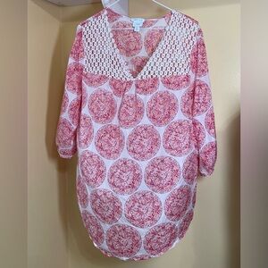 Calypso St. Barth Rose and Ivory Circle Tunic
